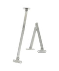 Rock Solid Stainless Steel Cabinet Door Lift Support Hinges with Smooth Glide Folding Lid Stay, 2 Pack, shown flat on white background