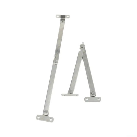 Rock Solid Stainless Steel Cabinet Door Lift Support Hinges with Smooth Glide Folding Lid Stay, 2 Pack, shown flat on white background