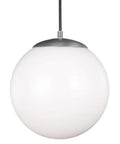Leo Hanging Globe One Light Pendant Modern Light Fixture In Satin Aluminum Finish for dining room or kitchen