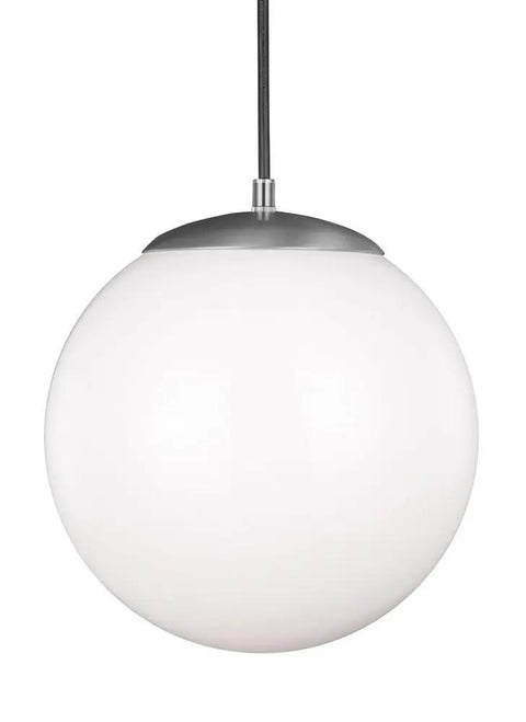 Leo Hanging Globe One Light Pendant Modern Light Fixture In Satin Aluminum Finish for dining room or kitchen