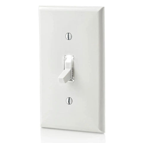 15 Amp Toggle LED Illuminated Single Pole Switch No Neutral Needed White LED Night Light For Easy Finding In The Dark