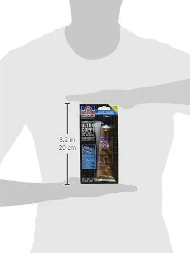 12 Pack Ultra Copper Maximum Temperature RTV Silicone Gasket Maker 3 Oz Tube, packaged, displayed front view.