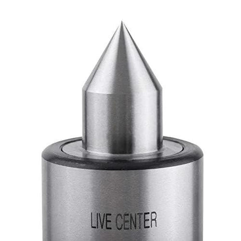 MT2 live center with Morse taper, steel body and 60° point; close-up view