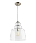 Agatha One Light Pendant In Brushed Nickel featuring a sleek glass shade with modern fixture design