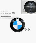 BMW 82mm Black Hood Emblem Roundel Genuine OEM Replacement With Grommets Includes Two Grommets For Easy Install Front Or Rear Emblem 51148132375 51141807495