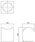 Rock Solid White Steel Fire Extinguisher Cabinet With Tough Baked Coating Wall Mounted Stationary Safety Box dimension drawing, 230mm x 260mm.