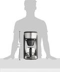 Heat N Brew 10 Cup Programmable Coffee Maker With Stainless Steel Finish, Even Brew Showerhead, keeps coffee hot, front view