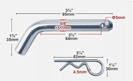 Beefed-Up Heavy Duty Trailer Hitch Pin And Clip With Grooved Head, 5/8 Inch Diameter Fits 2 Inch Or 2-1/2 Inch Receivers, Black, 2-Pack