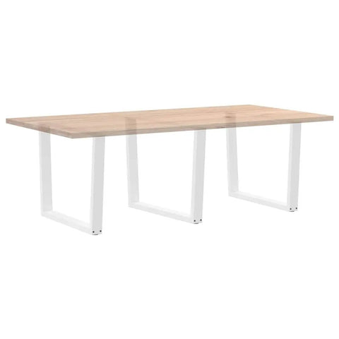 Side view of a wooden table with Set Of 3 Adjustable Dining Table Legs In Powder Coated Steel For Built To Last Durable Modern Support In Home