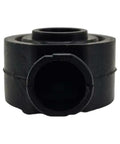 Heavy Duty 5/8 Inch Heim Joint Rod End Dust Boot Built Tough With Grip Tight Rubber to shield bearings, black, front view.