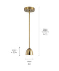 Baland 4 Inch 1 Light Mini Pendant in Brushed Natural Brass with clean slick compact design for various spaces