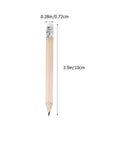 Short Wood Golf Pencils Set Of 60 With HB Graphite Core And White Erasers For Kids Beginners Classroom And Home Art Projects Writing And Drawing Tools Kid Friendly, showing a single pencil with dimensions.