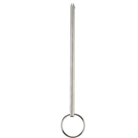 Two Pack Heavy Duty Quick Release Pins 0.236 Inch Diameter Five And Three Quarters Inches Usable Length 6.3 Inch Overall Length Marine Grade 316 Stainless Steel For Bimini Tops Boat Deck Hinges And Marine Hardware shown vertically