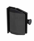 Rock Solid Matte Black Glass Gate Latch With Heavy Duty Magnetic Side Pull Hook, close-up view, designed for pool fence security.