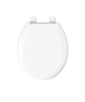 Top view of Cachet Round Toilet Seat With Quiet Close Lid, Grip Tight Bumpers, Release Hinges, Quick Attach Hardware, White