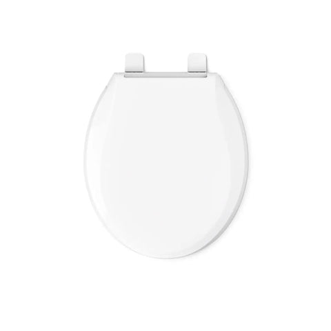 Top view of Cachet Round Toilet Seat With Quiet Close Lid, Grip Tight Bumpers, Release Hinges, Quick Attach Hardware, White