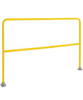 Heavy Duty Industrial Safety Railing 72 Long By 42 High steel guardrail in yellow color with bolt-down base plates.