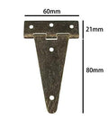 Heavy Duty Flat T Hinge Rock Solid Bronze Finish Galvanized Steel, 60mm width, 80mm height for barn door hardware.