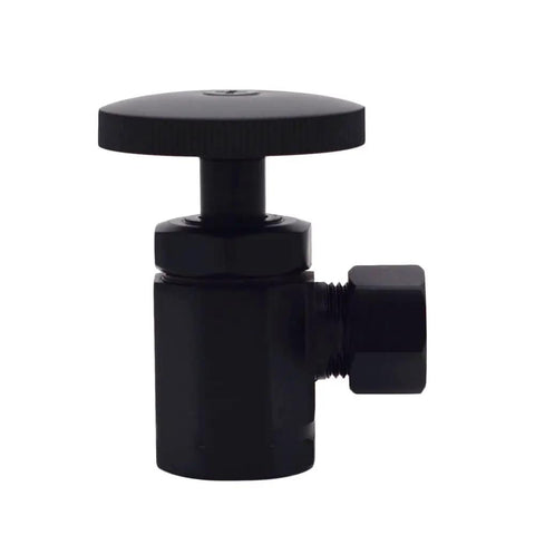 Flat Head Toilet Supply Kit With Round Handle Angle Stop Shut Off Valve 1/2 In IPS Inlet 3/8 In OD Compression Outlet 20 In Matte Black