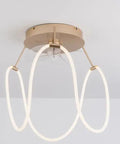Pwefhsdjvh Ceiling Fan with Light Remote Control 3 Blades 40W Silent Motor displaying elegant gold base and white light rings.