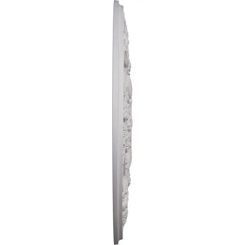 Side view of Bailee Ceiling Medallion 31 And 1 Quarter Inch By 2 And 1 Quarter Inch Ultra Pure White Lightweight Round Ceiling Decor