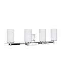 Alturas Four Light Bath Or Wall Vanity Light Fixture With Etched White Inside Glass Shades Brushed Nickel Finish 400 Total Watts