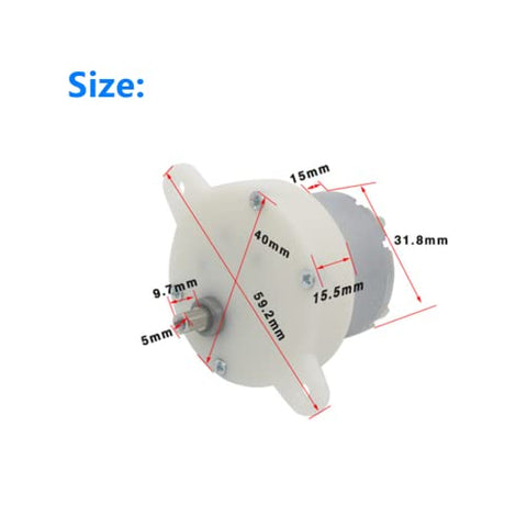 Dimensions of 12V DC Motor With Slow Speed Gear Reduction And 3 RPM Output 4mm Shaft Diameter Micro Motor Built Tough For Small Machines