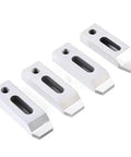 Stainless Steel Wire EDM Jig Holder Set 4 Piece For Precision Fixture Board And Woodworking Joinery Clamping Leveling Tool With M8x1.25 Screws Easy To Use And Pro Grade Durability, showing four metal holders.