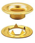 Heavy Duty Brass Sheet Metal Grommet And Teeth Washer Set, 3600 Sets, showing washer with teeth and brass grommet.