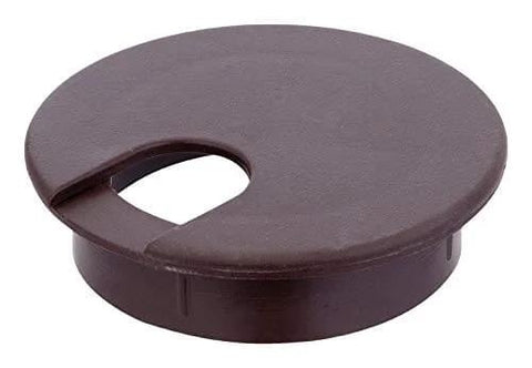 Walnut Brown Desk Grommet With A Two And A Half Inches Opening For Cable Management, round design for organizing cords.