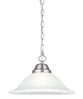 Single Light Pendant With Satin Nickel Finish And Alabaster Glass Shade Dimmable And Flexible Hardwired Or Plug In For Kitchen Island