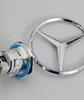 Mercedes Hood Ornament Chrome Emblem For 2003 2004 2005 C230 Sedan OEM 2108800186 with spring mount and blue locking element
