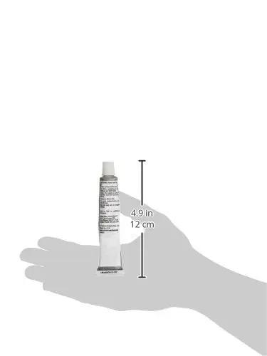Go-To High Purity N-5000 Anti-Seize Lubricant In Silver, 1 oz tube with dimensions shown on a hand illustration