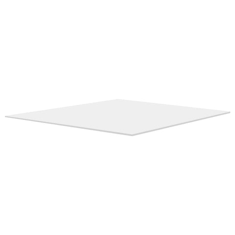 Side view of a white 10x10 inch UHMW HDPE sheet, 1/4 inch thick, from Six Pack Ten By Ten Inch White UHMW HDPE Sheets One Quarter Inch Thick Polyethylene Board.