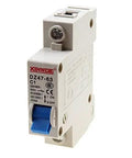 Two Pack One Pole 230 400V Low Voltage Miniature Circuit Breaker 1A DIN Rail Mount DZ47 63 C1 Industrial Grade front view