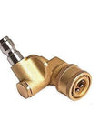Brass quick-connect pivoting pressure washer nozzle coupler with 1/4 in plug, front view