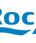 Roca logo in blue, symbolizing a modern brand, likely for bathroom products, on a white background.
