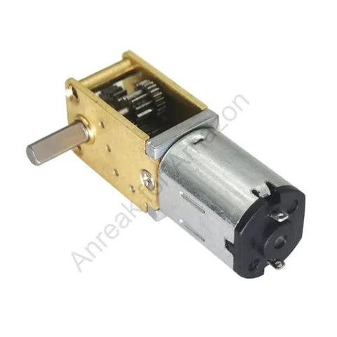 Front view of 12V DC gear motor with brass gearbox and 3×8 mm short shaft, 27 RPM