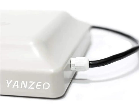 Close-up of UHF RFID Reader With 6 Meter Long Range, Outdoor IP67 Rated, 8dBi Antenna, USB and RS485, Wiegand 26 and 34 Output housing.