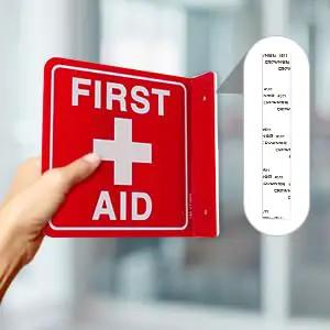 First Aid Signs For Workspaces, 2 Pack Of 6X6 Acrylic Plates With Pre Drilled Holes And Matching Screws, Fade Proof Waterproof Finish, Zero Hassle Mount, Rock Solid Build