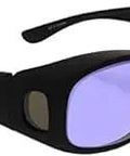 Didymium Glass Working Safety Glasses For Lampworking And Beadmaking, Over Eyewear Frame With Black Rubberized Nylon, angled view