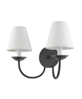Mendham 2 Light Wall Sconce In Black And White Finish Transitional Steel Indoor Lighting Fixture for Living Room Hallway or Bedroom