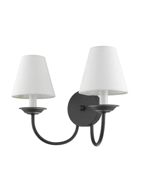 Mendham 2 Light Wall Sconce In Black And White Finish Transitional Steel Indoor Lighting Fixture for Living Room Hallway or Bedroom