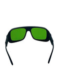 Pro Grade Laser Safety Glasses For 635Nm 808Nm And 980Nm Heavy Duty Protective Eyewear with green lenses in front view.