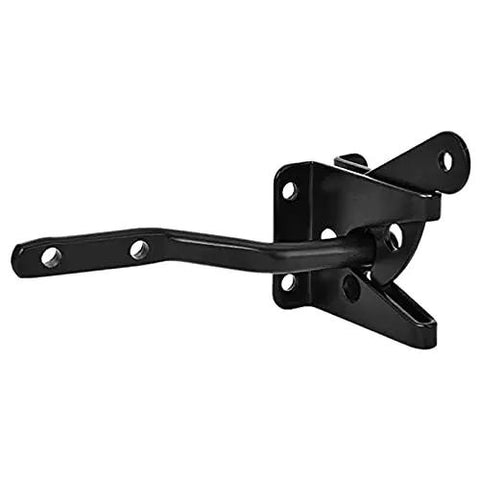 Tough As Nails Self Locking Gate Latch Automatic Fence Lever Heavy Duty Steel, black, for secure inward/outward gate access.