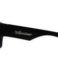 Side view of Floating Eyewear Mega Bomb Polarized Safety Sunglasses In Matte Black Frame With Smoke Lens ANSI Z87 Plus Certified