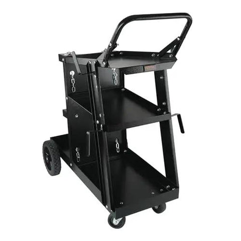 Heavy Duty 3 Tier Welding Cart With 360 Degree Swivel Wheels, Tank Storage And Safety Chains, 400 Lb Capacity