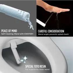 Straight Up Game Changer Elongated Electronic Bidet Toilet Seat With Self Cleaning Wand And Warm Water Cleansing And No Hassle Installation In Sedona Beige Contemporary Design For Top Tier Bathroom Comfort features self-cleaning wand, anti-splash design.
