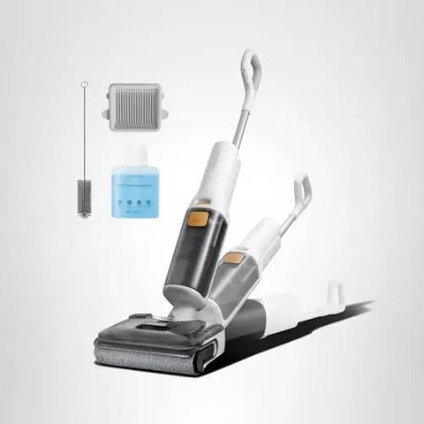 All In One Cordless Vacuum Mop For Hard Floors With 20000Pa Suction Wet Dry Cleaning Edge To Edge Self Cleaning Electric Mop With 180 Degree Lie Flat Perfect For Tile Hardwood Vinyl Laminate Floors, shown with accessories