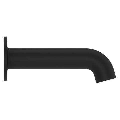 Side view of Matte Black Bath Tub Spout With One Half Inch Male Copper Adapter Included, Genuine All Metal Construction, Round Threaded Design